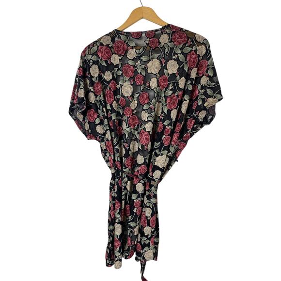 Secret Treasures Kimono Robe Wrap Flocked Velvet Rose Romantic Whimsigoth Large - Picture 8 of 11